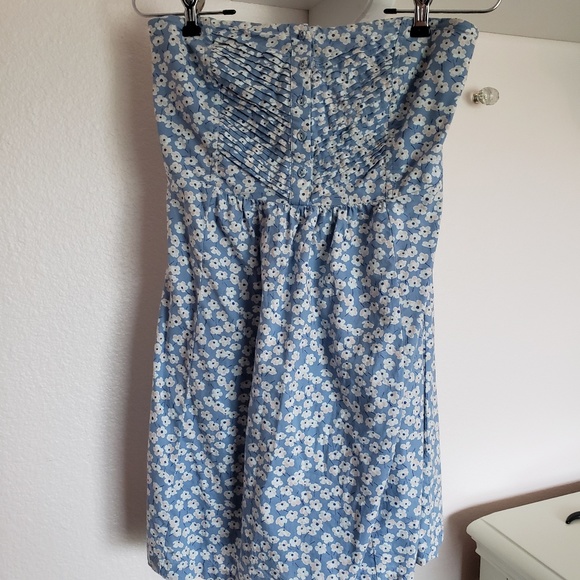 Forever 21 Strapless Blue Floral Mini Dress - Picture 2 of 3